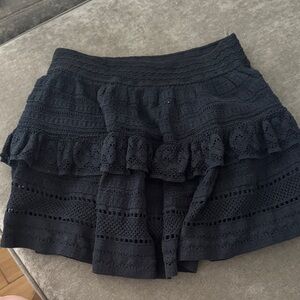 aerie Black Crochet Tiered Skater Skirt